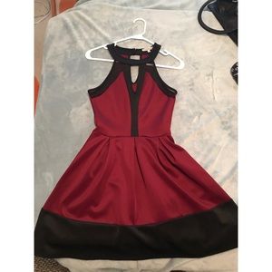 Burgundy keyhole halter dress